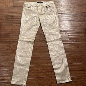 Else Silver Brocade Skinny Jeans Size 29